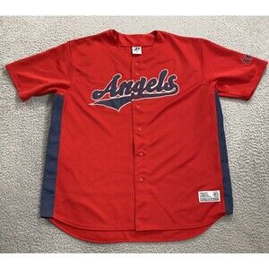 Los Angeles Angels Jersey Mens XL Red Dynasty Baseball MLB Embroidered